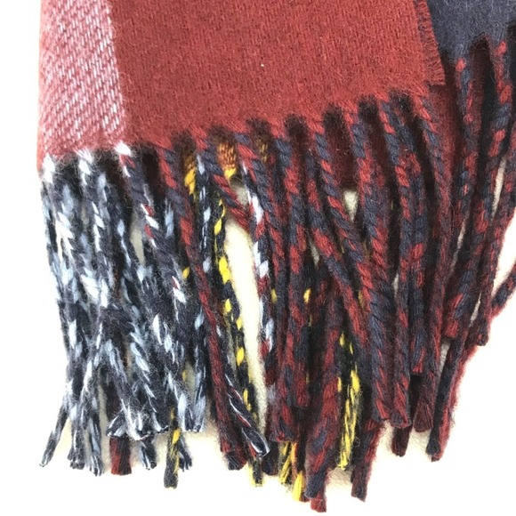 HERMES Alternate Stripe Muffler with Fringe Cashmere Unisex Multicolor/Navy - Picture 3 of 8